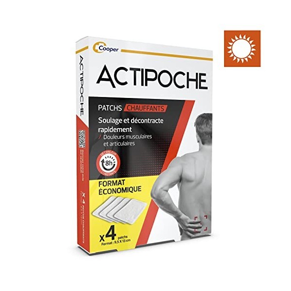 ACTIPOCHE - Patchs Auto-Chauffants - Douleurs musculaires et articulaires - Boîte de 4 patchs