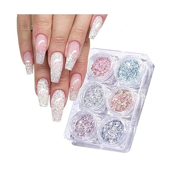 GZSYY Poudre Ongles Effet Sucre Nail Art Paillettes Argent 12 Couleurs Poudre Paillettes Ongles Brillant Ongle