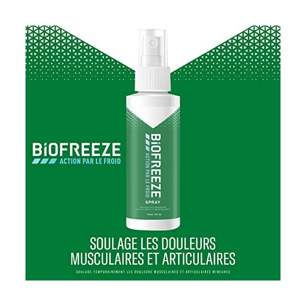 Biofreeze Lot de 1 Roll-On 89ml & de 1 Spray 118ml Action par le Froid - Soulage les douleurs musculaires et articulaires