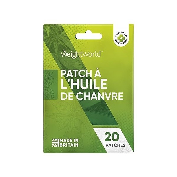 Patchs à Lhuile De Chanvre - 20 Patches - Hemp Patch, Soulagement des Muscles, Dos, Genoux, Pieds, Cou et Épaules jusquà 24