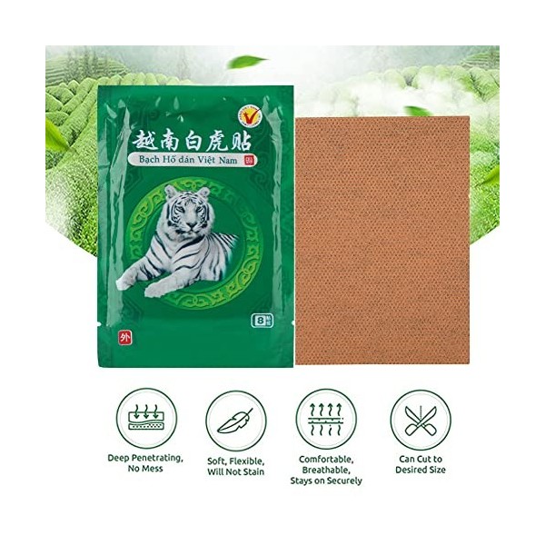 Lot de 8 Patchs de Soulagement de la Douleur, Patch de Soulagement de la Douleur en Plâtre de Baume du Tigre Blanc pour les M