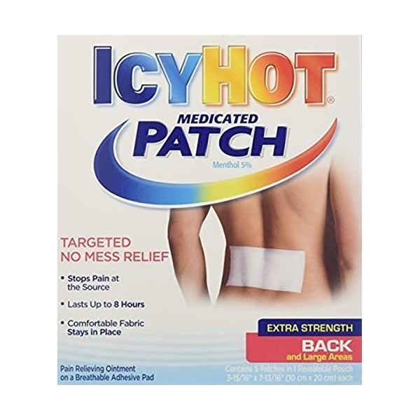 Icy Hot Extra Strength Medicated Patch, Large, 5-Count Boxes 30 Patches 