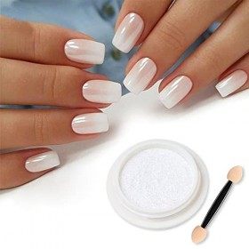 Fokostar Aurora Moonlight Poudre à ongles holographique nacrée chromée pailletée et unie Blanc transparent