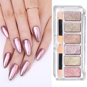Poudre Chromé Pour Ongles Miroir Poudre Paillette à Ongle 6 Couleurs Poudre Ongle Métallique Brillant Ongles Glitter Nail art