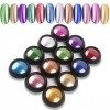 LABOTA 12 Boîtes Poudre de miroir 3g, Brillant à ongles Glitter Holographic Nail Powder chromé Manicure Pigment with 24 pcs E