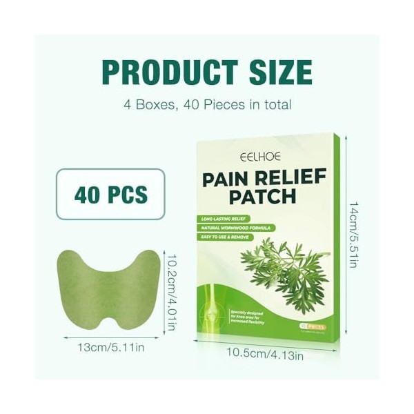 CLIUNT Patchs Knee Pain Relief Patches, 40pcs Pain Relief Patch For Knee, Patch Anti Douleur Genou, Idéal Pour Soulager Les D