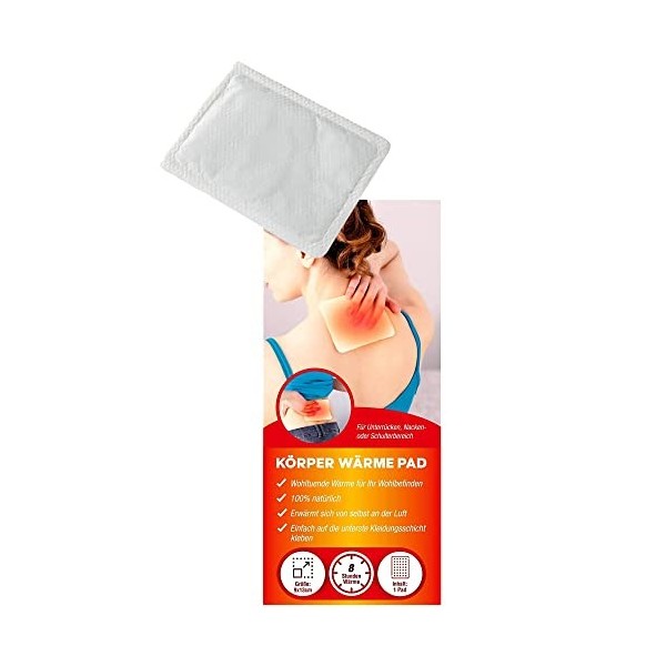 hibuy Lot de 4 tampons thermiques auto-adhésifs pour corps - 8 heures de chaleur apaisante sur le corps 13 x 9 cm