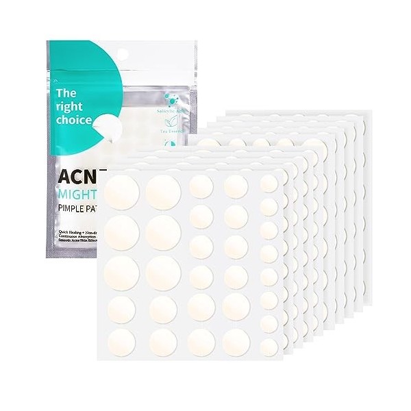 Pimple Patches 330 pièces, Patch Bouton Invisible Naturel Hydrocolloïde Acné Patch utilisation de jour et de nuit, 2 en 1, Av