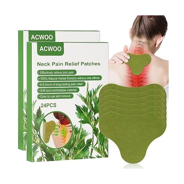 ACWOO Patch Anti Douleur au Cou, 48Pcs Patch Chauffant Cou, Patch Cou Anti Douleur, Patch Moxibustion Auto-Chauffant, Patch A