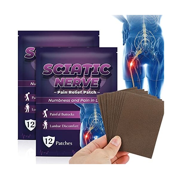 60 Feuilles de Patchs de Nerf Sciatique Patch de Douleur Dorsale, Patch Haute Puissance Patch de Douleur de Nerf Sciatique Pa