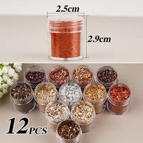 12 Boîtes Ongles Paillettes Glitter Holographiques Rouge Or Argent Automne Nail Sequin Flocon Brillant Irrégulières Paillette