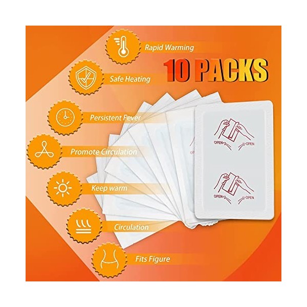 MAIJIN 10 Pièces Patch Chauffant Dos, Nuque et épaules, Chaleur Profondeur bienfaisante 10 h, Chauffe-Dos, Chauffe-Corps Auto