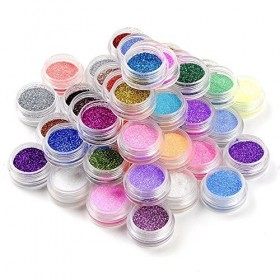 ZENUTA Lot de 45 pots de poudre brillante pour décoration d’ongles, maquillage et nail art