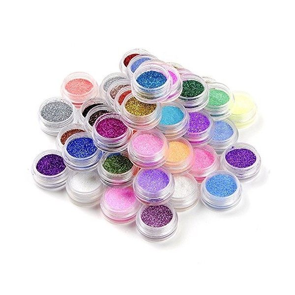 ZENUTA Lot de 45 pots de poudre brillante pour décoration d’ongles, maquillage et nail art