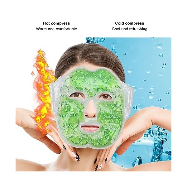 Patch Facial à Chaleur Froide, Patch de Refroidissement Réutilisable, Patch Facial en Gel PVC Doux et Confortable, Compresse 