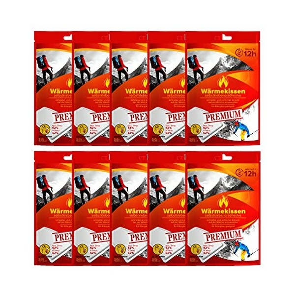 Lot de 10 coussins chauffants Figo 12 heures Premium 10 x 13 cm + bloc-notes varivendo