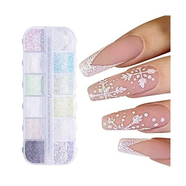 Pigment Poudre Ongle Poudre Ongles Nail Art Paillette à Ongle 12 Couleurs Ongles Pigment Fluorescent Poudre Néon Pigment Ongl