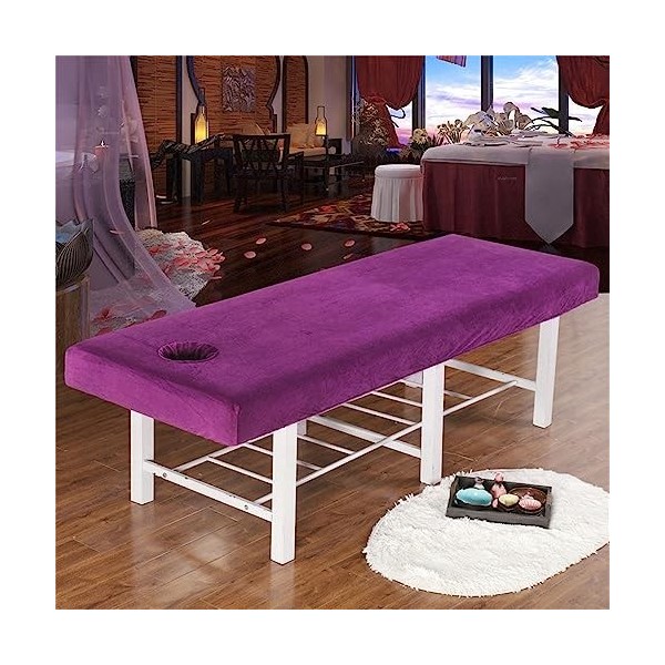 Highdi Housse Table Massage avec Trou, Velours de Cristal Epais Douceur Housse Table de Massage Housse Table Elastique Drap H