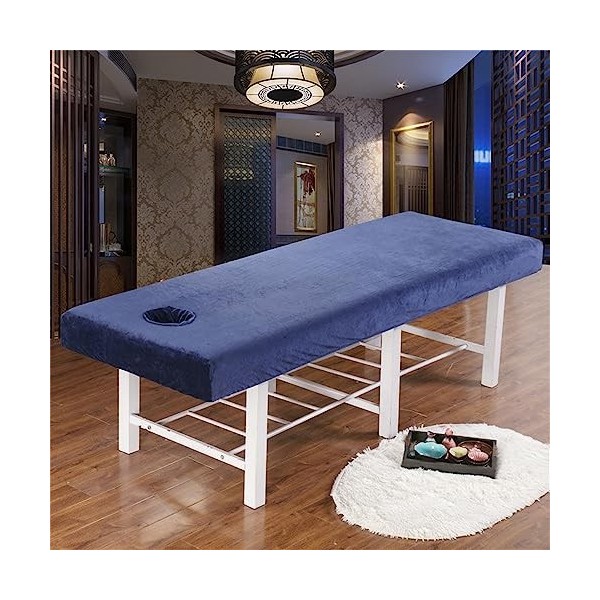 Highdi Housse Table Massage avec Trou, Velours de Cristal Epais Douceur Housse Table de Massage Housse Table Elastique Drap H