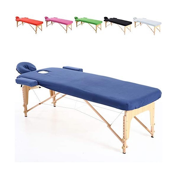 ENSAMBLE - Set Drap en Coton Housse DE Protection pour Table DE Massage 195 x 70 cm. ESTHETIQUE Pliante - Blanc