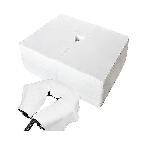 eqivei 200 Pièces Têtière Table de Massage, 41x31 cm Coussin Massage Jetable pour Iappui-tête de la Table de Massage, Servie