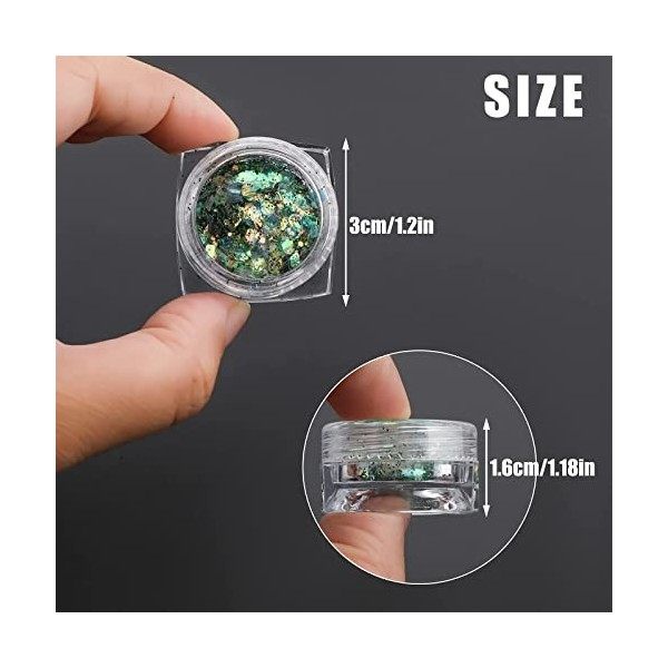 SAVITA 8 Couleurs Flocons de Paillettes Irisées, Paillettes Dongle de Sirène Holographique 3D pour la Décoration du Corps Co