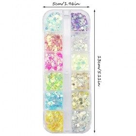12 Couleurs Lumineuse Paillettes Paillettes à Ongles Holographiques Paillettes scintillantes colorées DIY Stickers Décoration