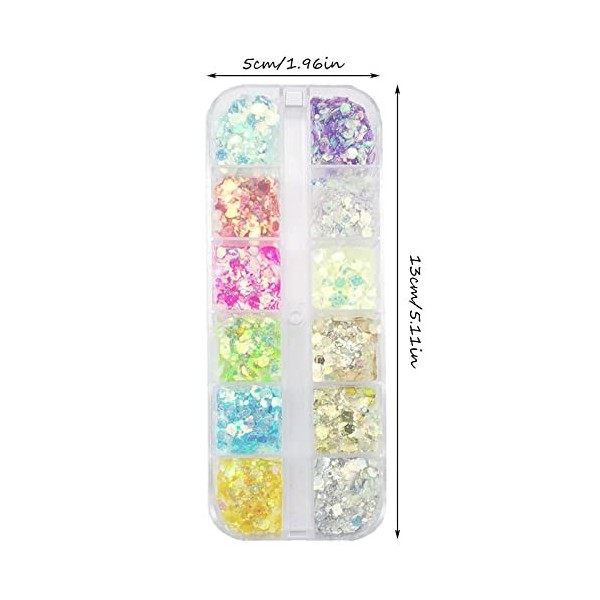 12 Couleurs Lumineuse Paillettes Paillettes à Ongles Holographiques Paillettes scintillantes colorées DIY Stickers Décoration