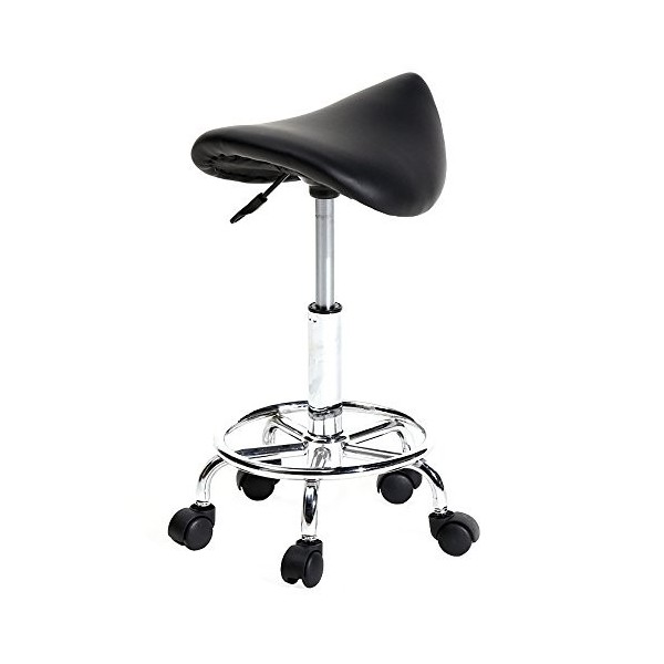 Tabouret Ergonomique à Roulettes, Tabouret de Massage Rotation à 360°Hauteur Réglable 51-65 cm, pour Salon de Massage, Bureau