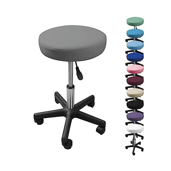 Vivezen - Tabouret Rond à roulettes réglable en Hauteur de 43.5 à 60.5 cm et pivotable à 360 - Plusieurs Coloris Disponibles