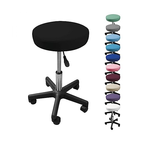 Vivezen - Tabouret Rond à roulettes réglable en Hauteur de 43.5 à 60.5 cm et pivotable à 360 - Plusieurs Coloris Disponibles