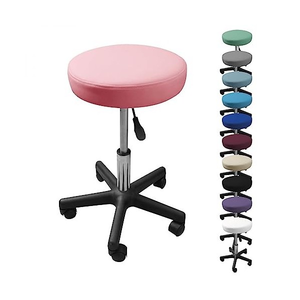 Vivezen - Tabouret Rond à roulettes réglable en Hauteur de 43.5 à 60.5 cm et pivotable à 360 - Plusieurs Coloris Disponibles