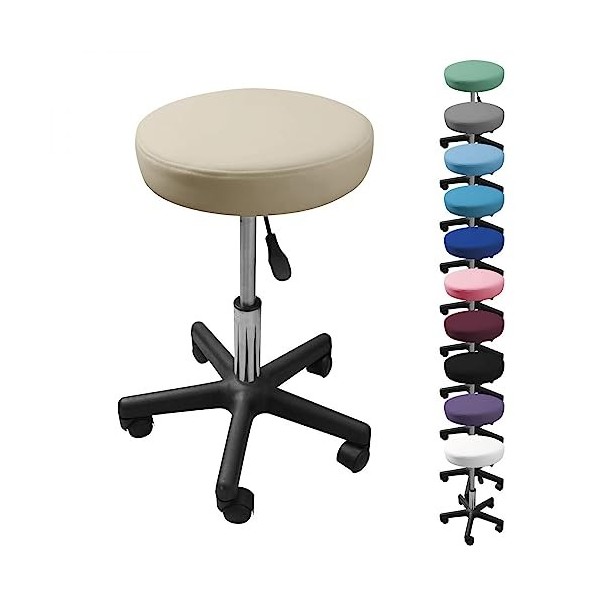 Vivezen - Tabouret Rond à roulettes réglable en Hauteur de 43.5 à 60.5 cm et pivotable à 360 - Plusieurs Coloris Disponibles