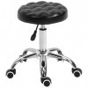 HOMCOM Tabouret Massage à roulettes réglable en Hauteur pivotant 360° Assise synthétique capitonnée Noire