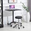 HOMCOM Tabouret Massage à roulettes réglable en Hauteur pivotant 360° Assise synthétique capitonnée Noire