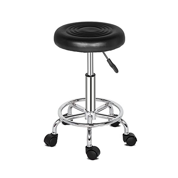 Bonnlo Tabouret à Roulettes, Tabouret de Massage, Rotation à 360° et Réglable en Hauteur de 47,5-61 cm pour Salon de Beauté, 