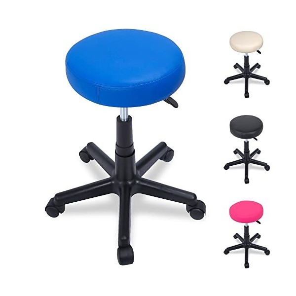 BELTOM Tabouret A roulettes RÉGLABLE PIVOTABLE Chaise Atelier Massage MANUCURE Maison - Noir