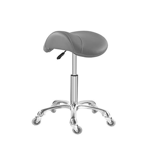 Antlu Tabouret à roulettes pour Clinique de Massage Spa Salon de Coupe Selle Tabouret à roulettes Hauteur réglable Noir 