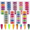 Duufin 54 Couleurs Pigment Poudre dOngle Fluorescent Colorée Poudre Irisé Pailleté Nacré Poudres Halo Haute Brillance pour N