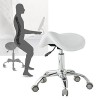 Tabouret Selle de Cheval Chaise Roulante Tabouret Selle avec Roue, Chaise de Selle de Dentiste de Clinique de Massage Blanc N