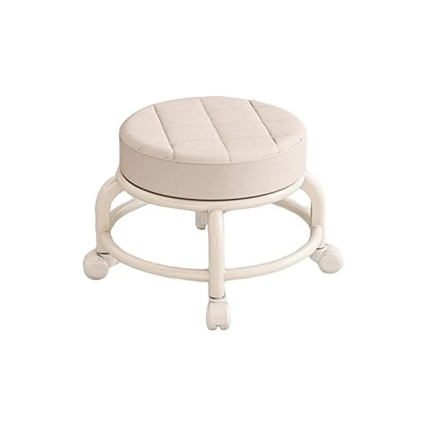 perfk Chaise pivotante à siège Rond à Rouleau Bas Repose-Pieds Robuste Petit Tabouret Roulant Rotatif à 360 ° Tabouret de péd