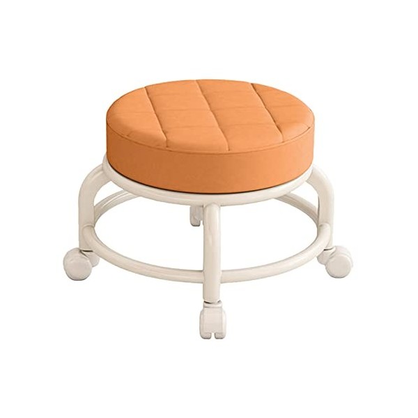 perfk Chaise pivotante à siège Rond à Rouleau Bas Repose-Pieds Robuste Petit Tabouret Roulant Rotatif à 360 ° Tabouret de péd