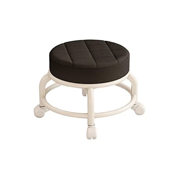 perfk Chaise pivotante à siège Rond à Rouleau Bas Repose-Pieds Robuste Petit Tabouret Roulant Rotatif à 360 ° Tabouret de péd