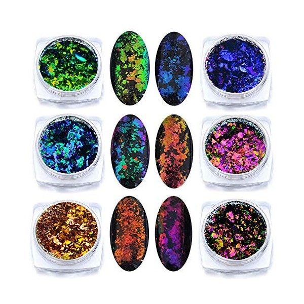 Coffret de 6 bocaux de paillettes iridescentes Caméléon Dark Chameleon 