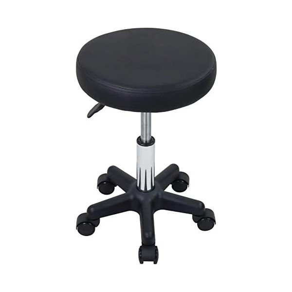 FURWOO Tabouret Roulant Rond Tabouret réglable en Hauteur avec Roues pour Massage Spa Salon Blanc 