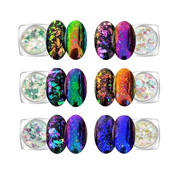 Coffret de 6 bocaux de paillettes iridescentes Caméléon Dark Chameleon 