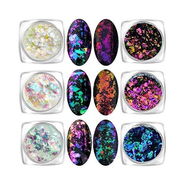 Coffret de 6 bocaux de paillettes iridescentes Caméléon Dark Chameleon 