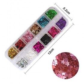 24 boîtes Star Paillettes Maquillage Glitter, Kalolary 3D flocons holographiques paillettes pour Visage, Corps, Ongles, Cheve