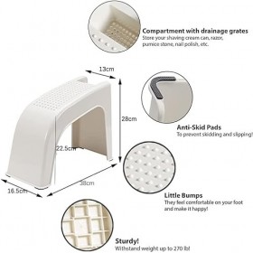 HORIFEN Chaise de douche pédicure - Repose-pieds avec rangement - Antidérapant