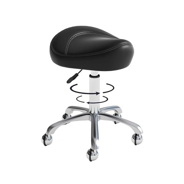 Tabouret Roulettes Fauteuil Roulant Ergonomique pour le Tatoueur de Docteur, Chaise de Tabouret en Forme de Selle avec Base e